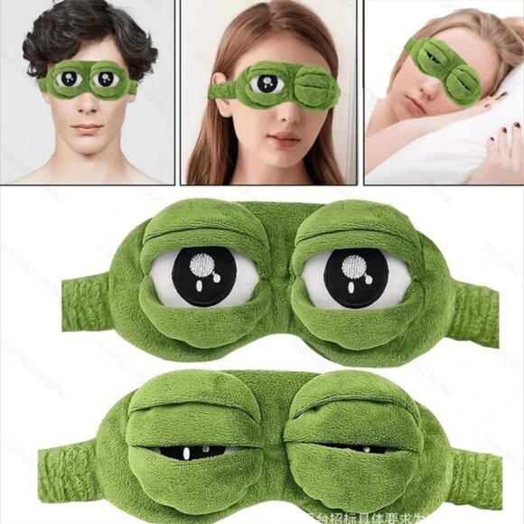 unbranded Other - Funny Cartoon Frog Plush Soft & comfortable green sleeping eye mask NEW